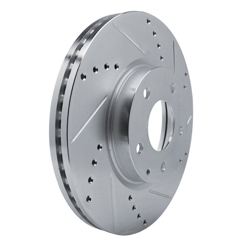 R1 Concepts R1 13-19 Mazda CX-5 Front Right Drilled & Slotted Silver Brake Rotor