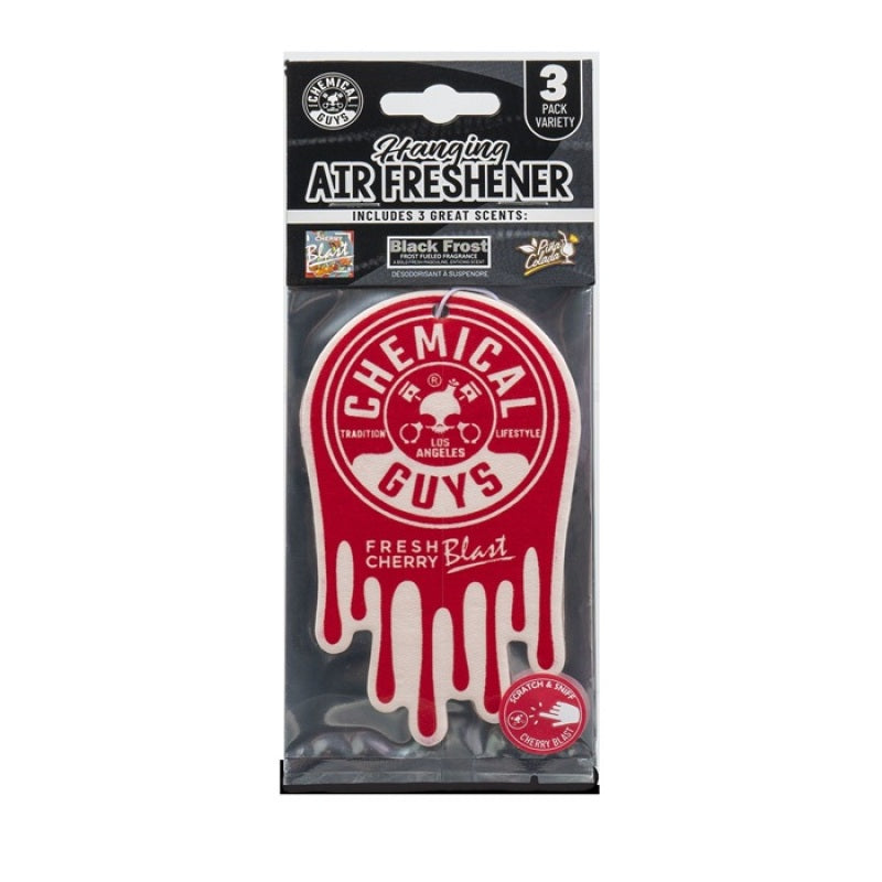 Chemical Guys Hanging Air Freshener 3-Pack Variety - Black Frost, Cherry Blast, Pina Colada