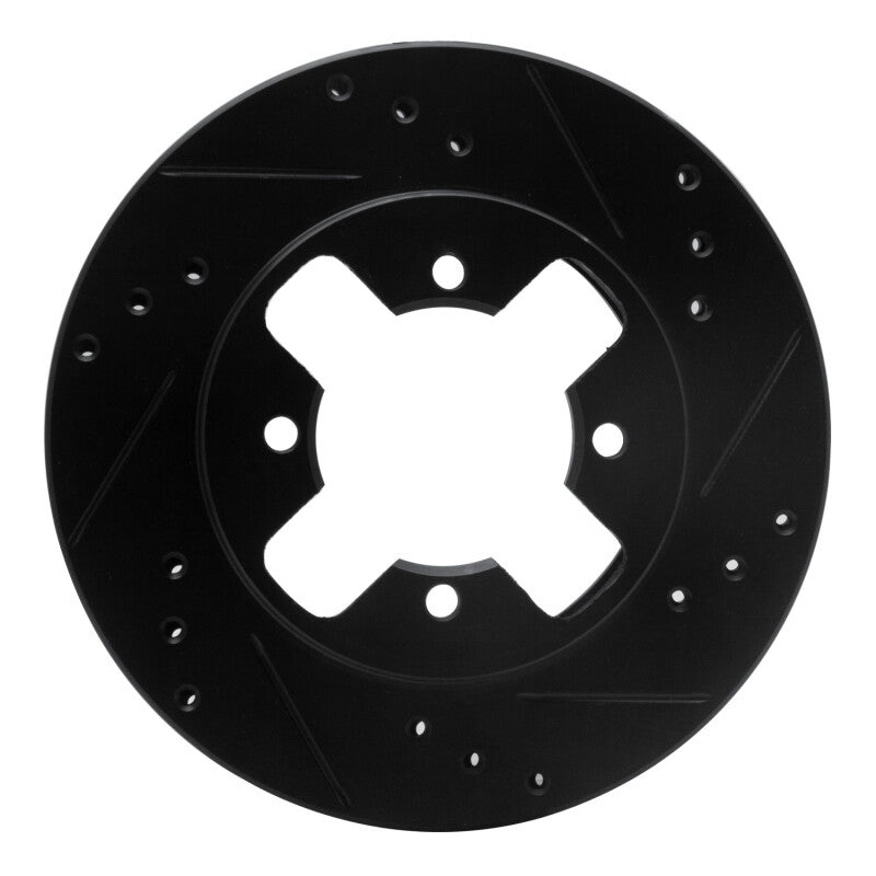 R1 Concepts R1 84-86 Nissan 300ZX Front Right Drilled & Slotted Black Brake Rotor