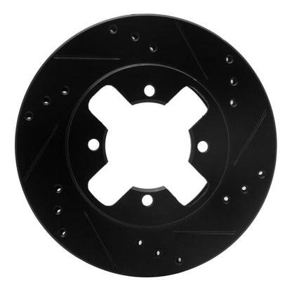 R1 Concepts R1 84-86 Nissan 300ZX Front Right Drilled & Slotted Black Brake Rotor