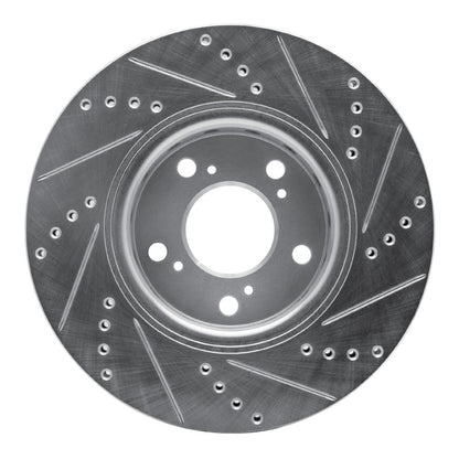R1 Concepts R1 14-20 Acura RLX Front Left Drilled & Slotted Silver Brake Rotor