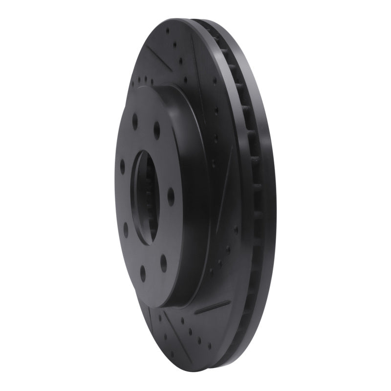 R1 Concepts R1 04-08 Ford F-150 4WD Front Right Drilled & Slotted Black Brake Rotor