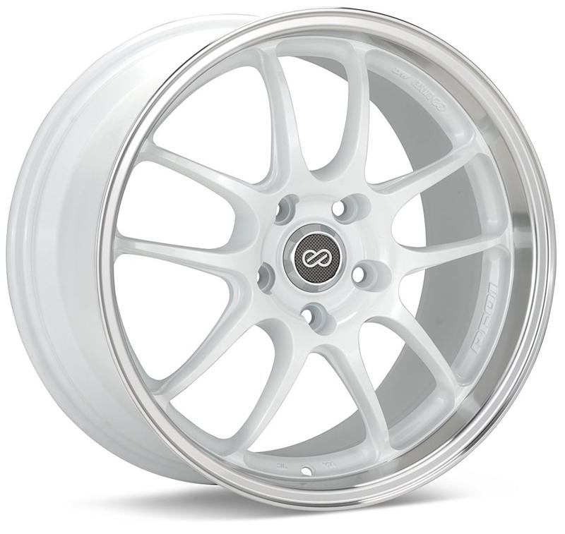 Enkei PF01SS 17x8 5x114.3 50mm Offset 75mm Bore Diameter White w/ Machined Lip