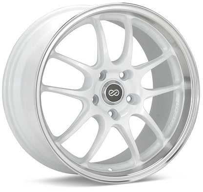 Enkei PF01SS 17x8 5x114.3 50mm Offset 75mm Bore Diameter White w/ Machined Lip