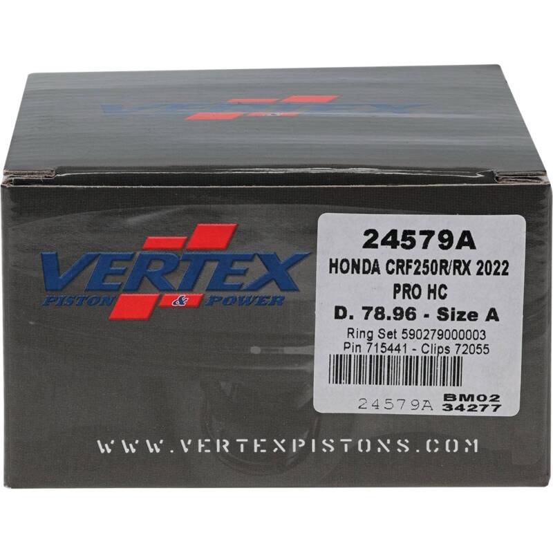Vertex Pistons Vertex Piston 22-24 Honda CRF 250 R 250cc Forged High Compression Piston Kit 14.4:1 Comp.