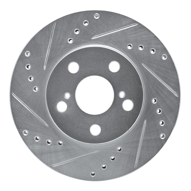 R1 Concepts R1 94-00 Toyota Celica Front Left Drilled & Slotted Silver Brake Rotor