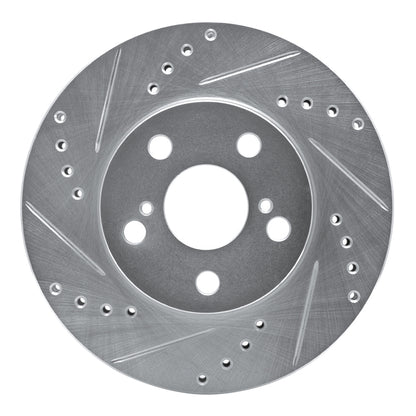 R1 Concepts R1 94-00 Toyota Celica Front Left Drilled & Slotted Silver Brake Rotor