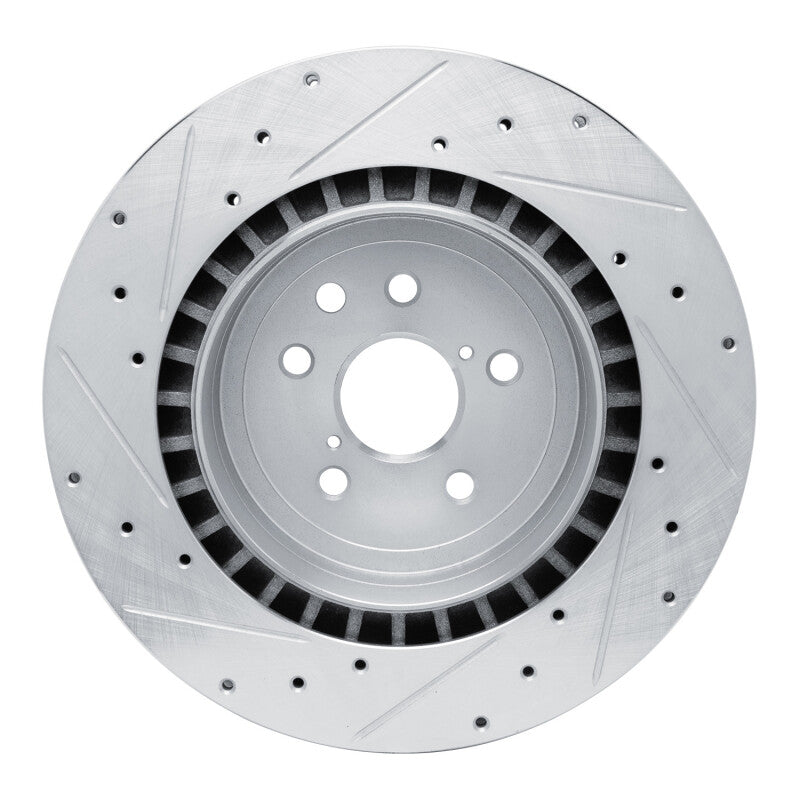 R1 Concepts R1 08-14 Lexus IS F Rear Right Drilled & Slotted Silver Brake Rotor