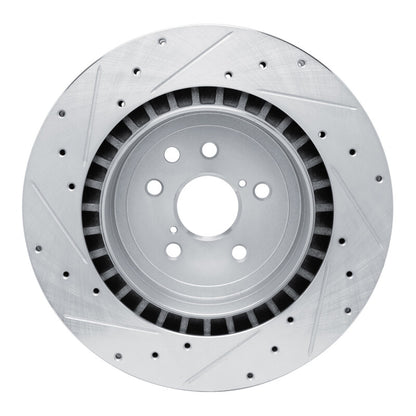 R1 Concepts R1 08-14 Lexus IS F Rear Right Drilled & Slotted Silver Brake Rotor