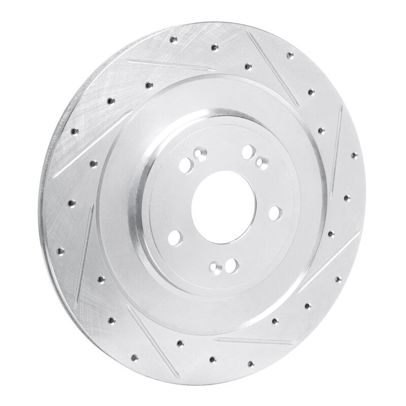 R1 Concepts R1 21-26 Genesis G80 Rear Right Drilled & Slotted Silver Brake Rotor