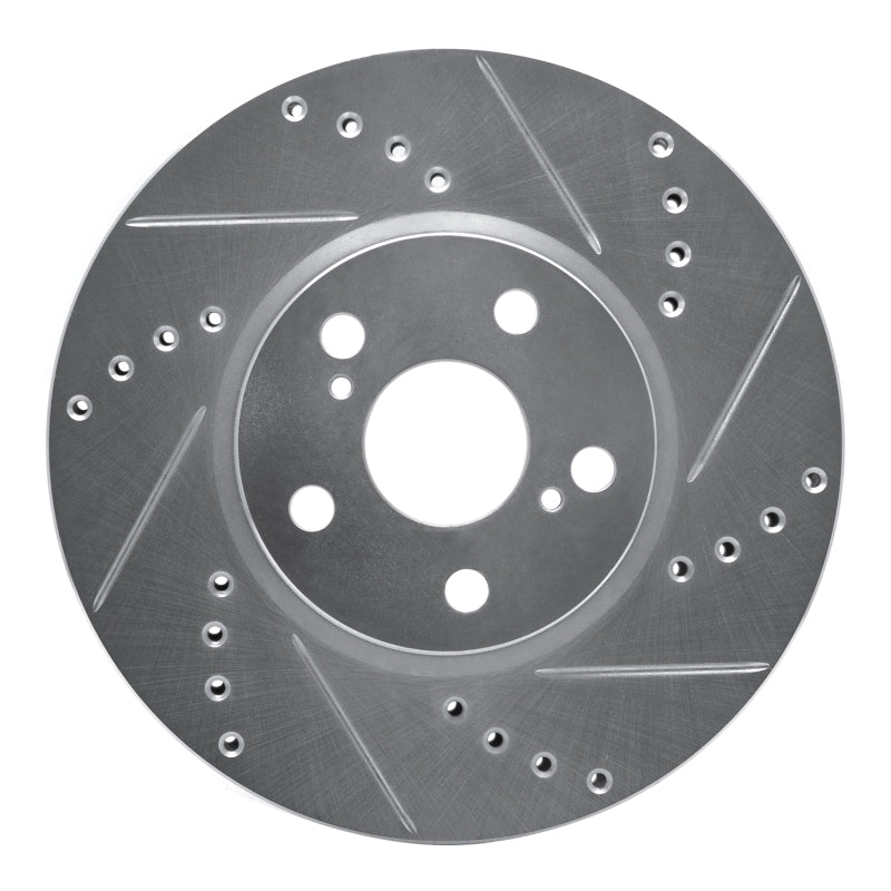 R1 Concepts R1 08-19 Pontiac Vibe Front Right Drilled & Slotted Silver Brake Rotor