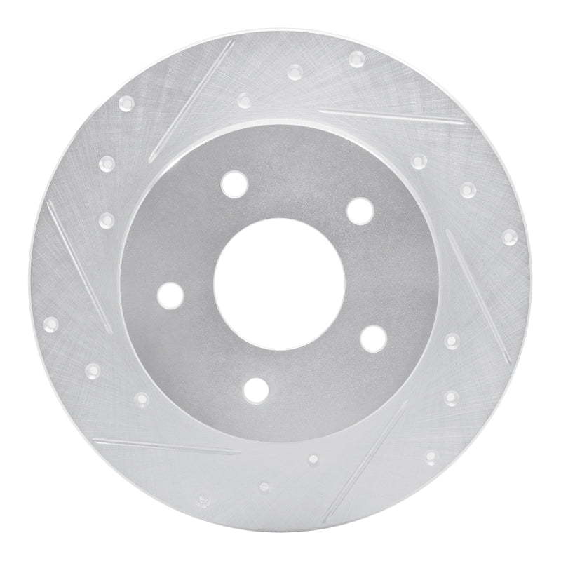 R1 Concepts R1 19-25 Nissan Kicks Rear Left Drilled & Slotted Silver Brake Rotor