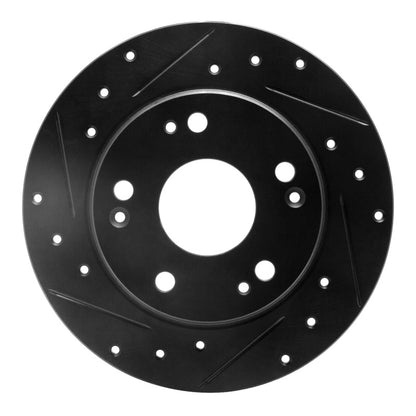 R1 Concepts R1 03-08 Acura TSX Rear Left Drilled & Slotted Black Brake Rotor