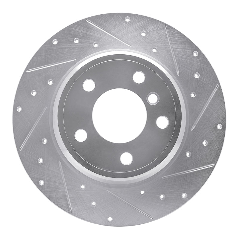 R1 Concepts R1 00-06 BMW X5 Rear Right Drilled & Slotted Silver Brake Rotor