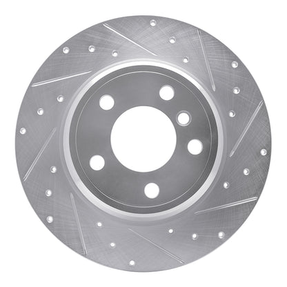R1 Concepts R1 00-06 BMW X5 Rear Right Drilled & Slotted Silver Brake Rotor