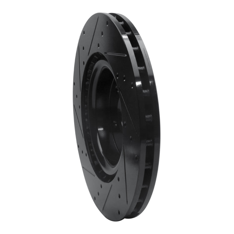 R1 Concepts R1 18-22 Genesis G70 Front Right Drilled & Slotted Black Brake Rotor