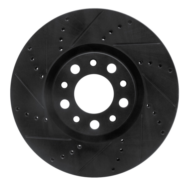 R1 Concepts R1 2013-2023 Chrysler 200 Front Left Drilled & Slotted Black Brake Rotor