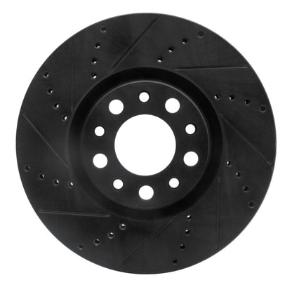 R1 Concepts R1 2013-2023 Chrysler 200 Front Left Drilled & Slotted Black Brake Rotor