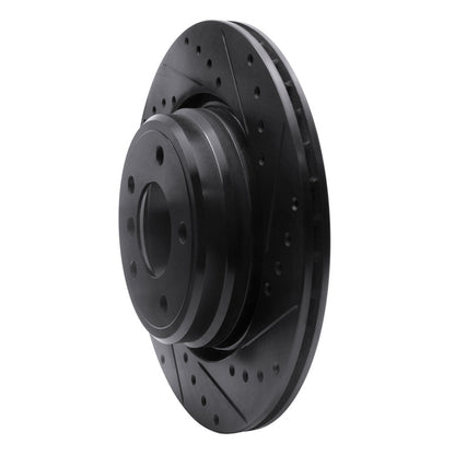 R1 Concepts R1 95-03 BMW 750IL Rear Right Drilled & Slotted Black Brake Rotor