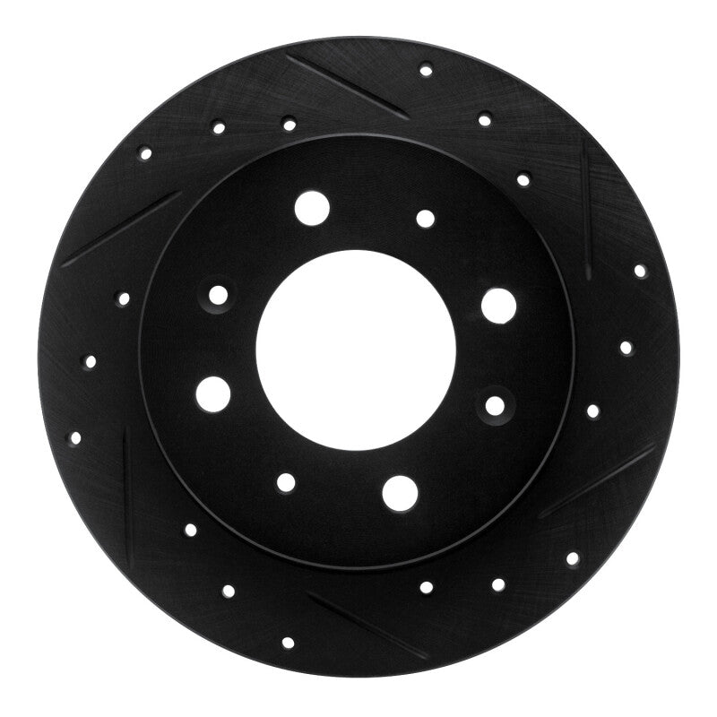 R1 Concepts R1 04-09 Kia Spectra Rear Right Drilled & Slotted Black Brake Rotor