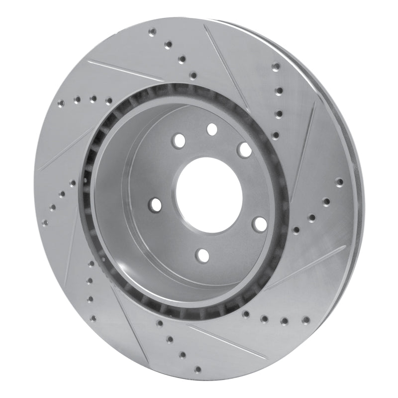 R1 Concepts R1 00-06 Jaguar XKR Rear Left Drilled & Slotted Silver Brake Rotor