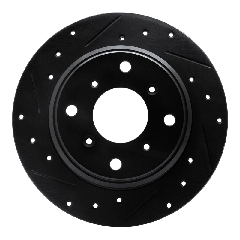 R1 Concepts R1 87-90 Acura Legend Rear Left Drilled & Slotted Black Brake Rotor