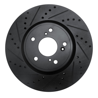 R1 Concepts R1 2013-2025 Acura Integra Front Left Drilled & Slotted Black Brake Rotor