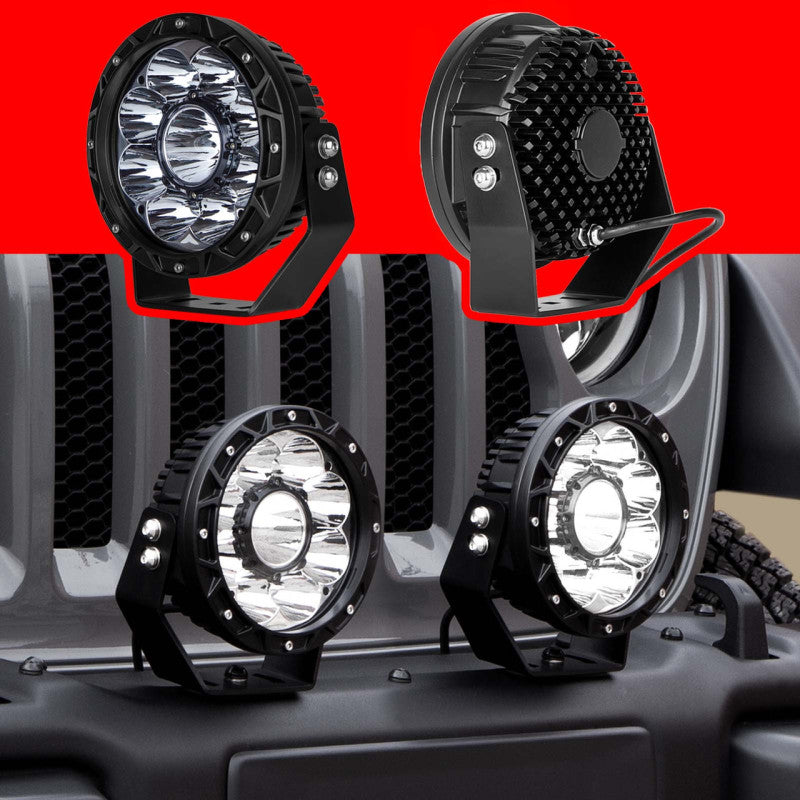 XKGLOW XK Glow Combo Beam Offroad Round Work Light Kit 2pc 7in 44W