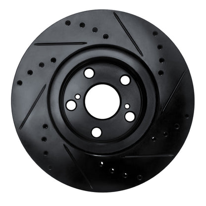 R1 Concepts R1 09-15 Toyota Corolla (Mexico) Front Left Drilled & Slotted Black Brake Rotor