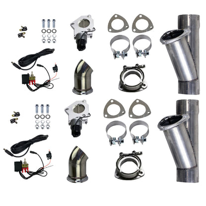 Granatelli Motor Sports Granatelli 2.5in Aluminized Mild Steel Electronic Dual Exhaust Cutout w/Slip Fit & Band Clamp