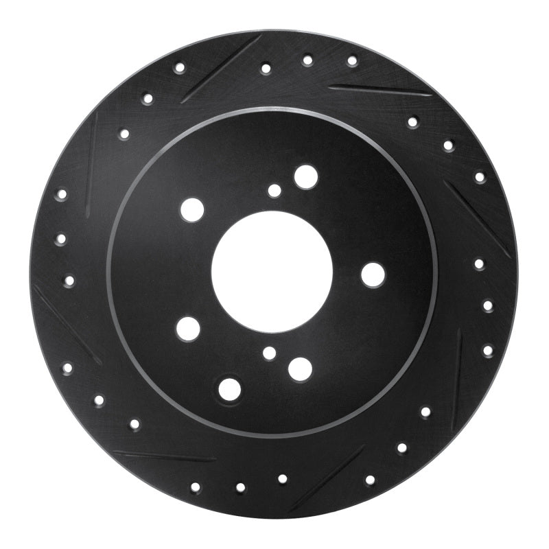 R1 Concepts R1 90-96 Infiniti Q45 Rear Left Drilled & Slotted Black Brake Rotor