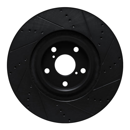 R1 Concepts R1 09-11 Lexus IS350 Left Front Drilled & Slotted Black Brake Rotor