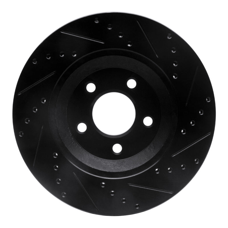 R1 Concepts R1 05-14 Ford Mustang Front Left Drilled & Slotted Black Brake Rotor