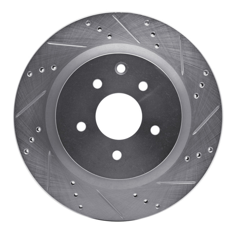 R1 Concepts R1 03-08 Infiniti G35 Rear Right Drilled & Slotted Silver Brake Rotor