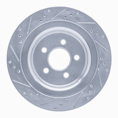 R1 Concepts R1 15-23 Ford Mustang Rear Right Drilled & Slotted Silver Brake Rotor