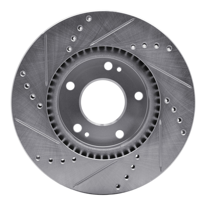 R1 Concepts R1 03-13 Hyundai Sonata Front Right Drilled & Slotted Silver Brake Rotor