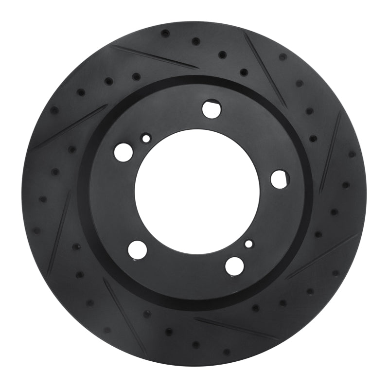 R1 Concepts R1 08-21 Lexus LX570 Front Right Drilled & Slotted Black Brake Rotor