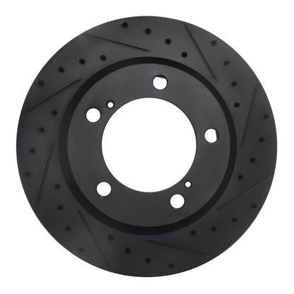 R1 Concepts R1 08-21 Lexus LX570 Front Right Drilled & Slotted Black Brake Rotor