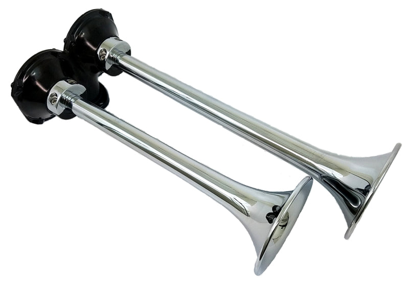 Kleinn Air Horns Kleinn Chrome Roof Mount Dual Horn/ 13.5In/11.5In - Chrome-Plated Spun Copper