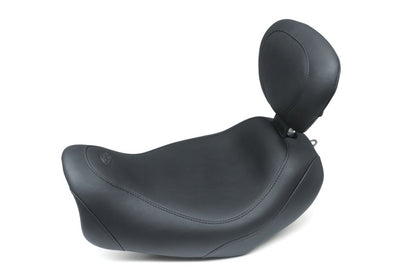 Mustang Motorcycle Mustang 14-17 Harley Fat Bob Wide Tripper Solo Seat w/Driver Backrest - Black
