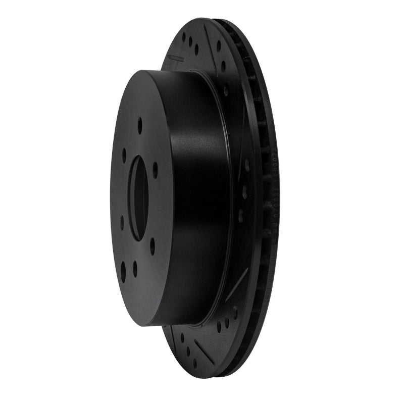 R1 Concepts R1 05-25 Nissan Frontier Rear Right Drilled & Slotted Black Brake Rotor