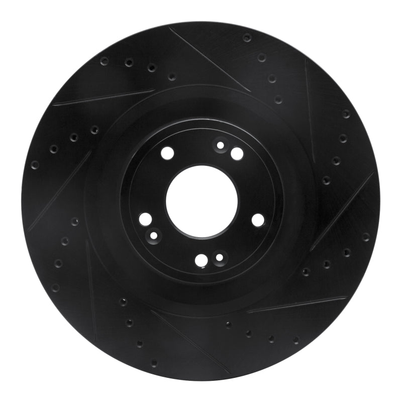 R1 Concepts R1 12-17 Genesis G80 Front Right Drilled & Slotted Black Brake Rotor