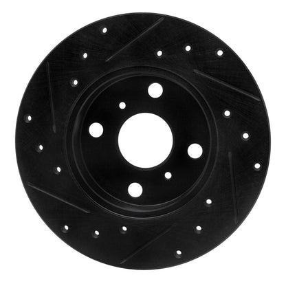 R1 Concepts R1 83-90 Toyota Tercel Front Right Drilled & Slotted Black Brake Rotor