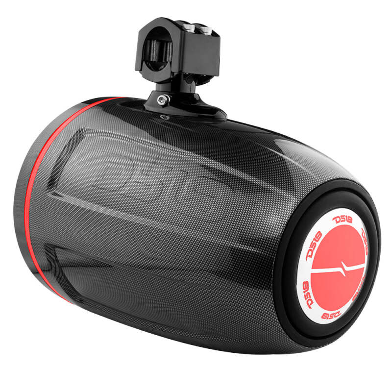 DS18 Marine And Psports Towers With 10in 1in Driver 300 Watts RMS RGB LED Lights Black Carbon Fiber