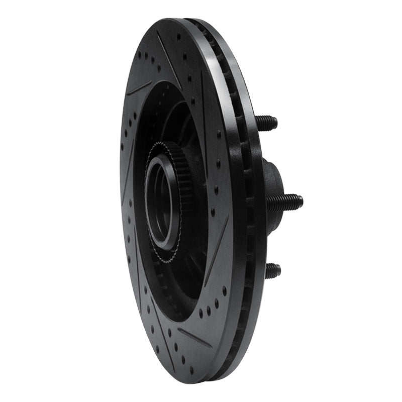 R1 Concepts R1 00-04 Ford F-150 RWD Front Left Drilled & Slotted Black Brake Rotor
