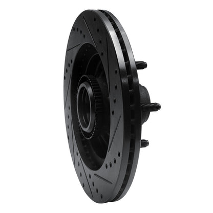 R1 Concepts R1 00-04 Ford F-150 RWD Front Left Drilled & Slotted Black Brake Rotor