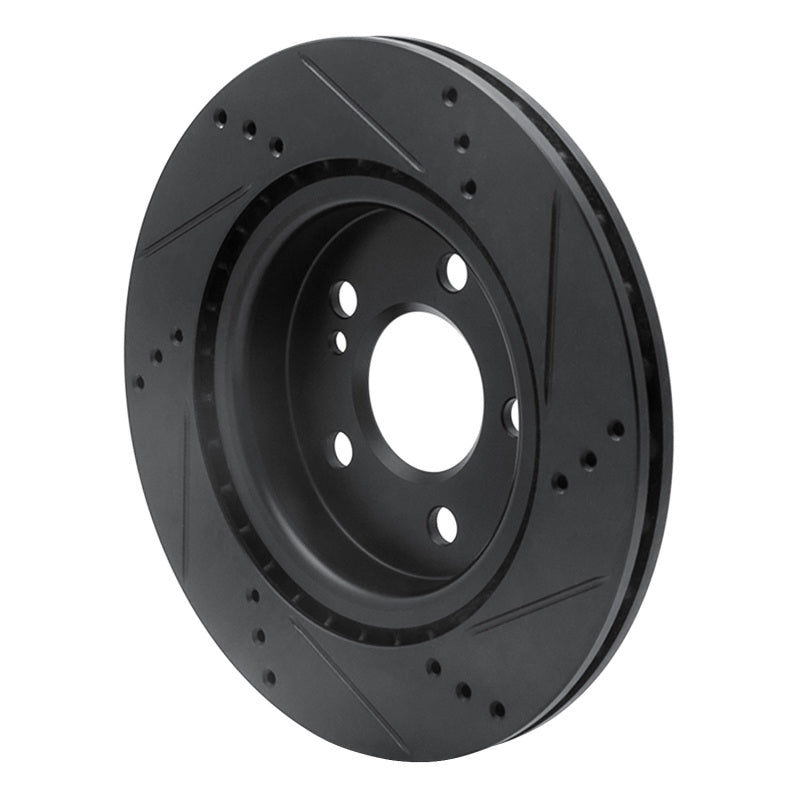 R1 Concepts R1 14-19 Mercedes-Benz CLA250 Rear Left Drilled & Slotted Black Brake Rotor