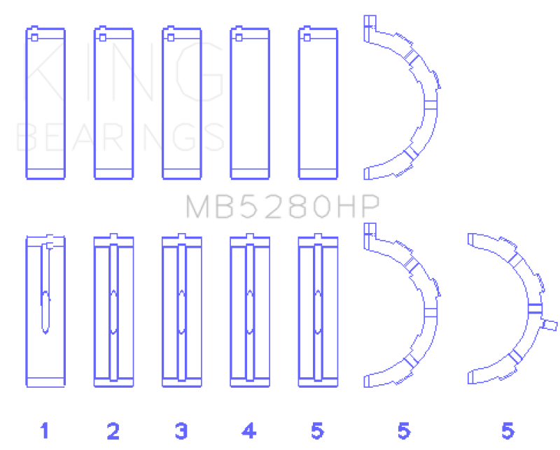 King Engine Bearings Ford Prod. V8 4.6L/5.4L Performance Main Bearing Set - Size +0.026mm