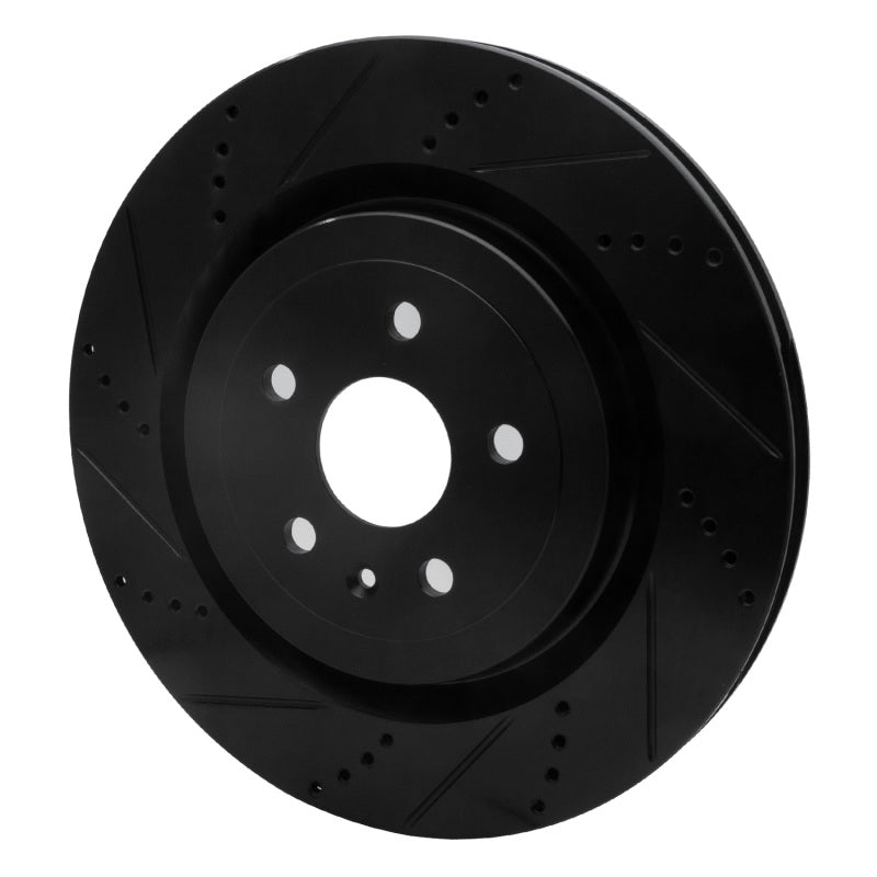 R1 Concepts R1 09-24 Cadillac CTS Rear Left Drilled & Slotted Black Brake Rotor