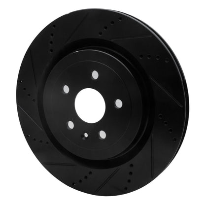 R1 Concepts R1 09-24 Cadillac CTS Rear Left Drilled & Slotted Black Brake Rotor